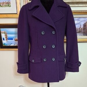 Women's Purple Double-Breasted Pea Coat
